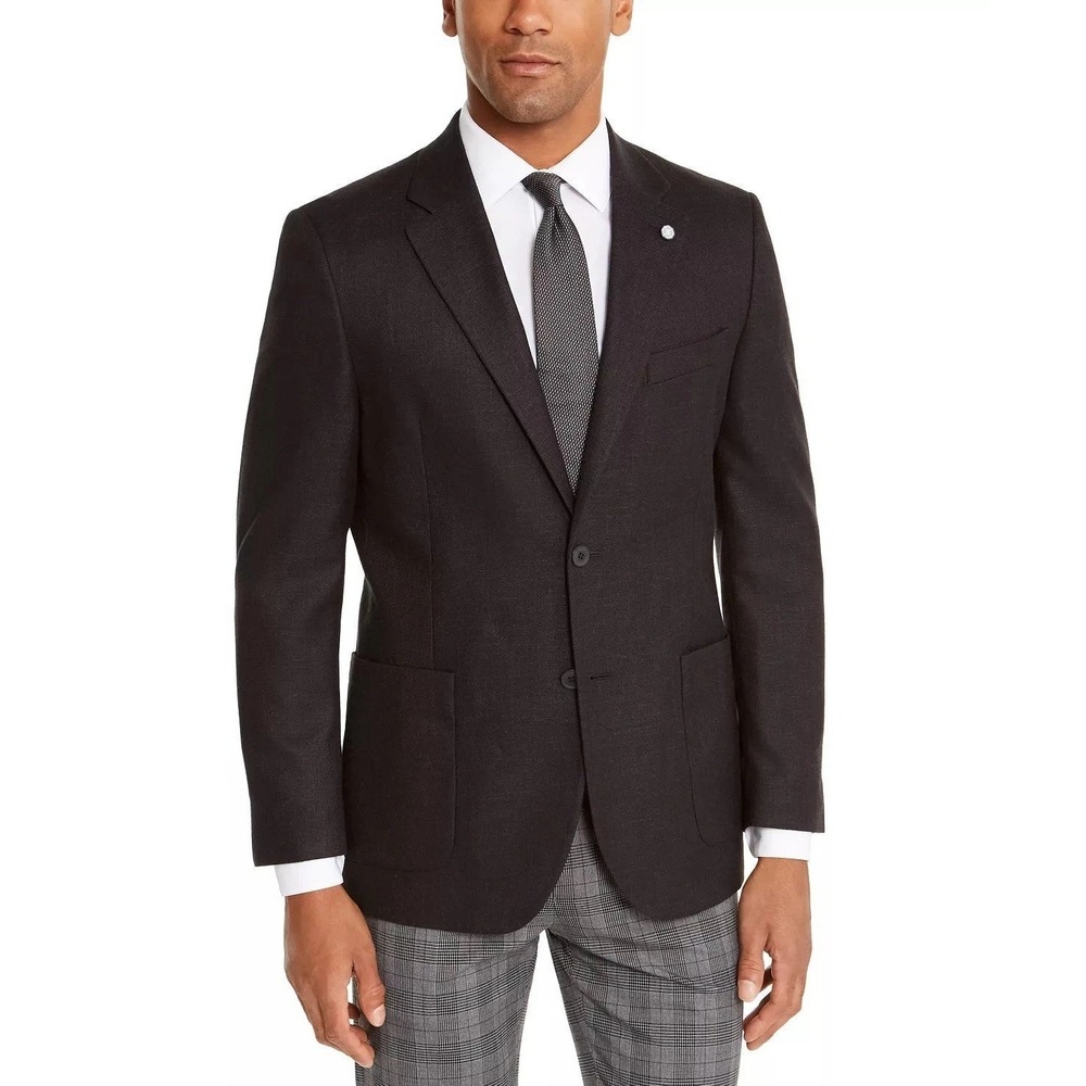 Nautica Mens Modern fit Sport Coat Blazer 36R Black Solid Stretch